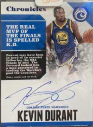 Kevin Durant #CA-KDR 2017-18 Panini Chronicles Basketball Chronicles Autographs