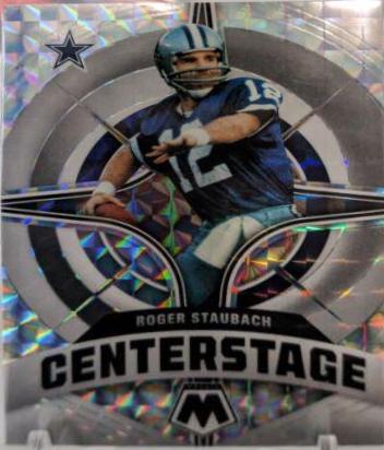 Roger Staubach #CS-10 Football Cards 2022 Panini Mosaic Center Stage