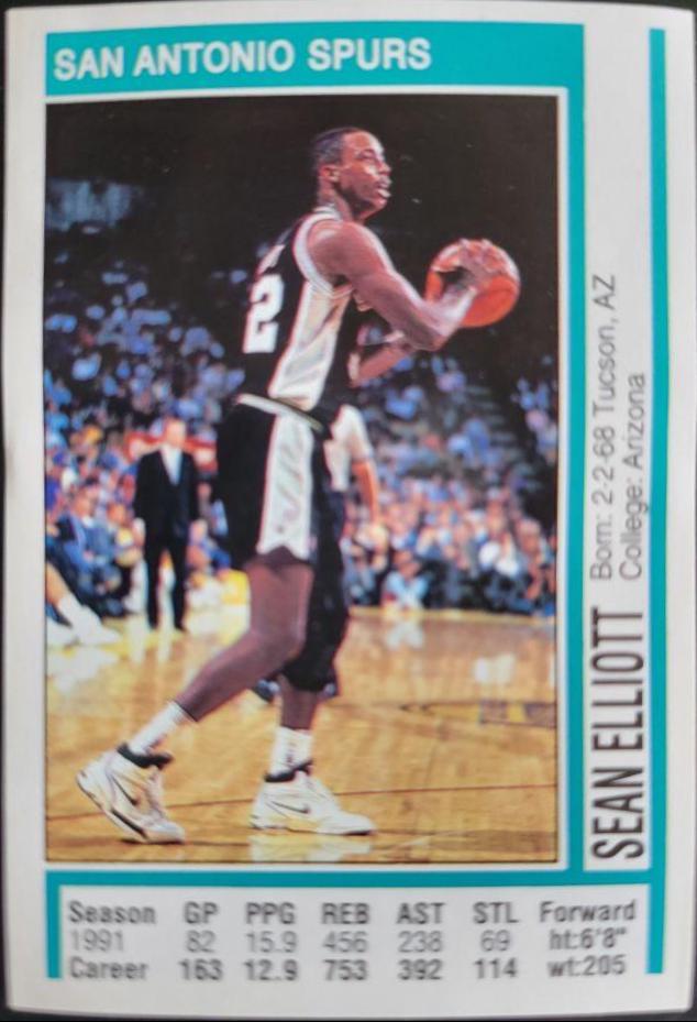 Sean Elliott #79 Basketball Cards 1991 Panini Sticker