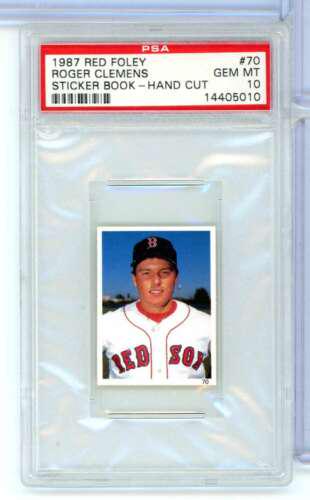 Roger Clemens #70 1987 Red Foley Sticker Book Hand Cut Baseball