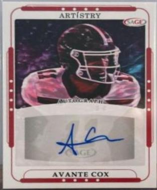 Avante Cox #ART-AC Football Cards 2023 Sage Artistry Autographs