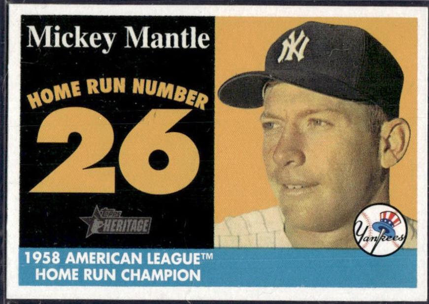 Mickey Mantle #MHRC26 Baseball Cards 2007 Topps Heritage 1958 Home Run Champion