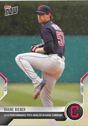 Shane Bieber #3 Baseball Cards 2021 Topps Now