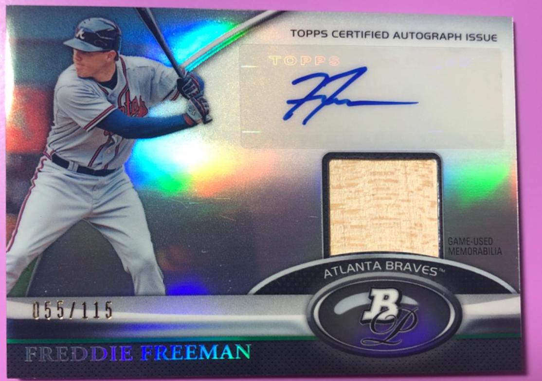 Freddie Freeman #BAR-FF Baseball Cards 2011 Bowman Platinum Relic Autographs