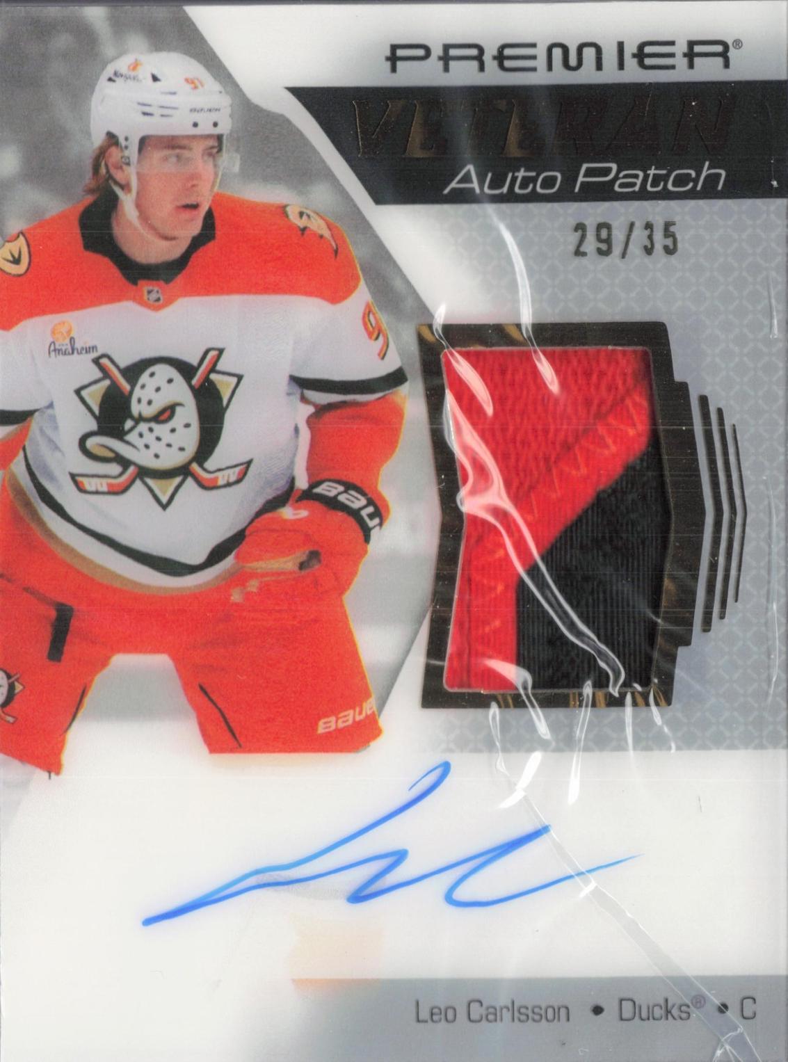 Leo Carlsson #AV-LC 2025 Upper Deck Premier Acetate Patch Auto Hockey