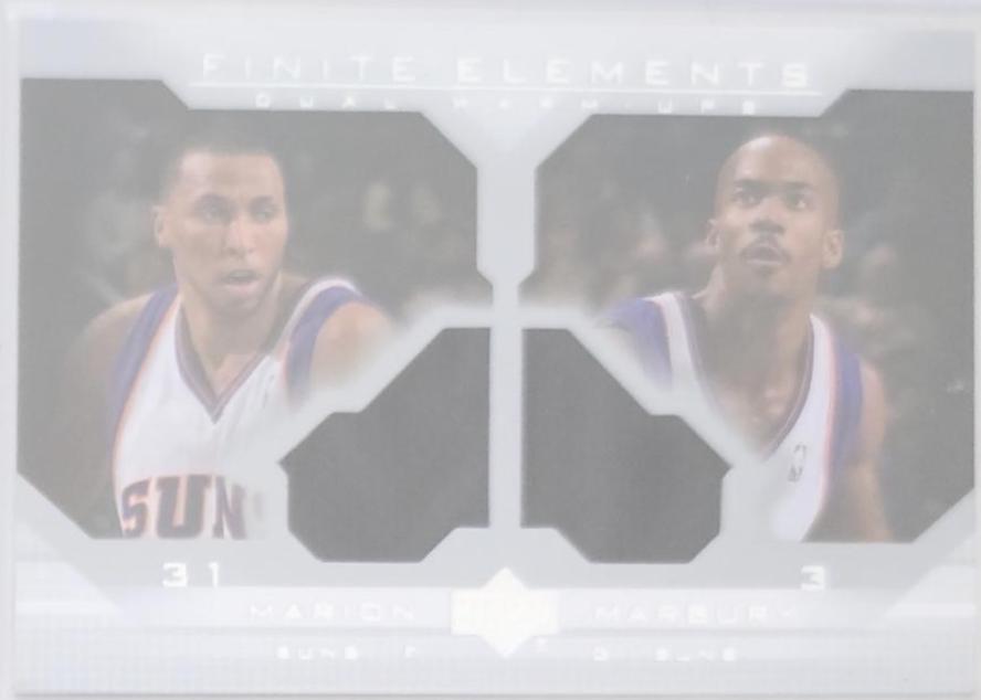 Shawn Marion/Stephon Marbury #FE13 Basketball Cards 2003 Upper Deck Finite Elements Dual Uniforms Warm-Up