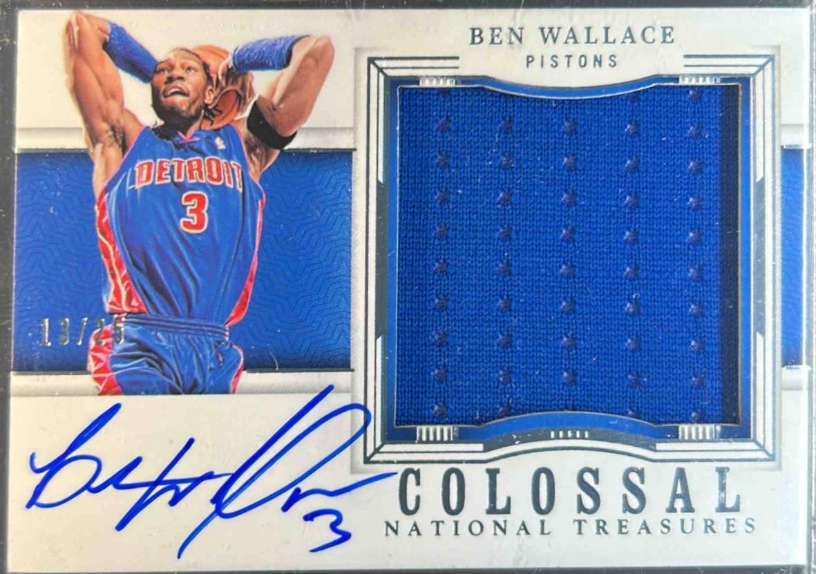 Ben Wallace #8 Basketball Cards 2023 Panini National Treasures Colossal Material Autograph