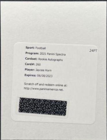 Jaycee Horn #260 2021 Panini Spectra Football