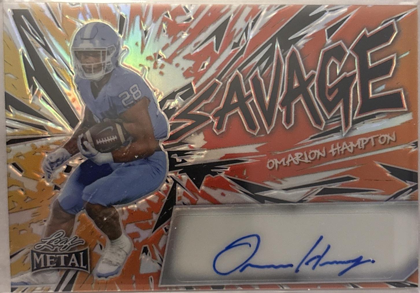 Omarion Hampton #S-OH1 Football Cards 2024 Leaf Metal Savage Autograph