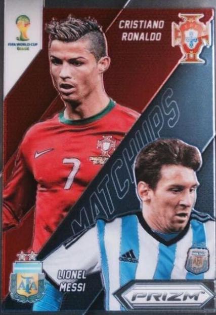 Cristiano Ronaldo, Lionel Messi #19 Soccer Cards 2014 Panini Prizm World Cup Matchups