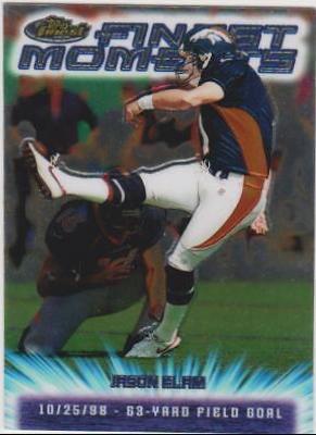 Jason Elam #FM18 Football Cards 2000 Topps Finest Moments