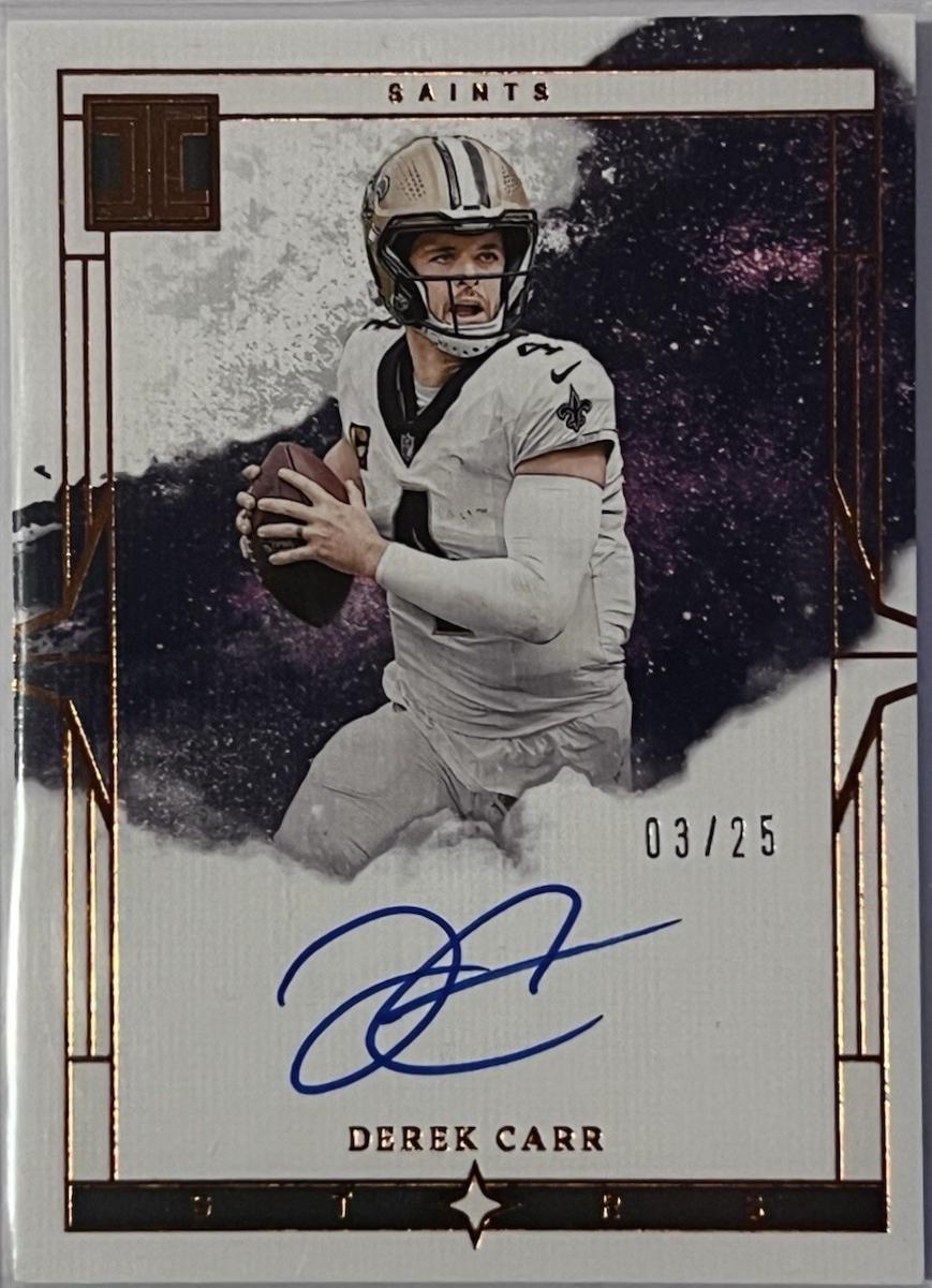 Derek Carr #1 Football Cards 2024 Panini Impeccable Stars Signature