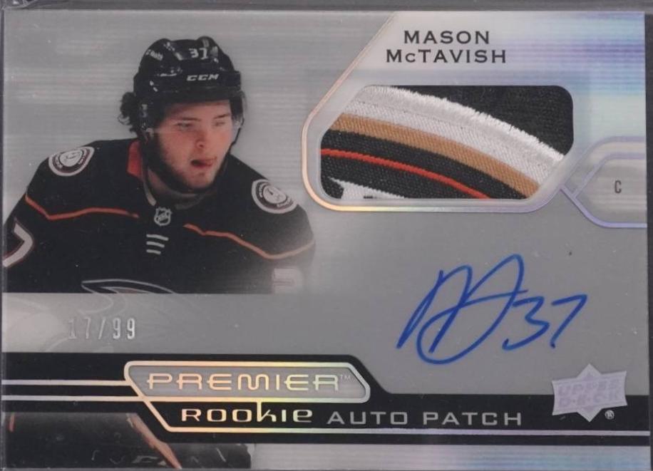 Mason McTavish #AHR-MM 2021 Upper Deck Premier Horizontal Acetate Rookie Auto Patch Hockey