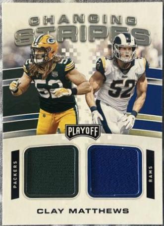 Clay Matthews #CS-CM Football Cards 2020 Panini Playoff Changing Stripes Relics