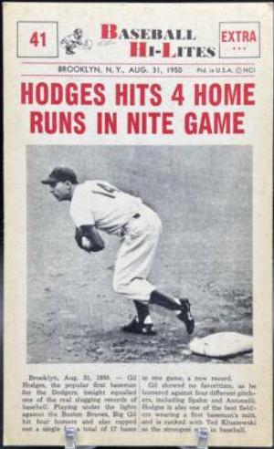 Hodges Hits 4 #41 Baseball Cards 1960 NU Card Baseball Hi Lites