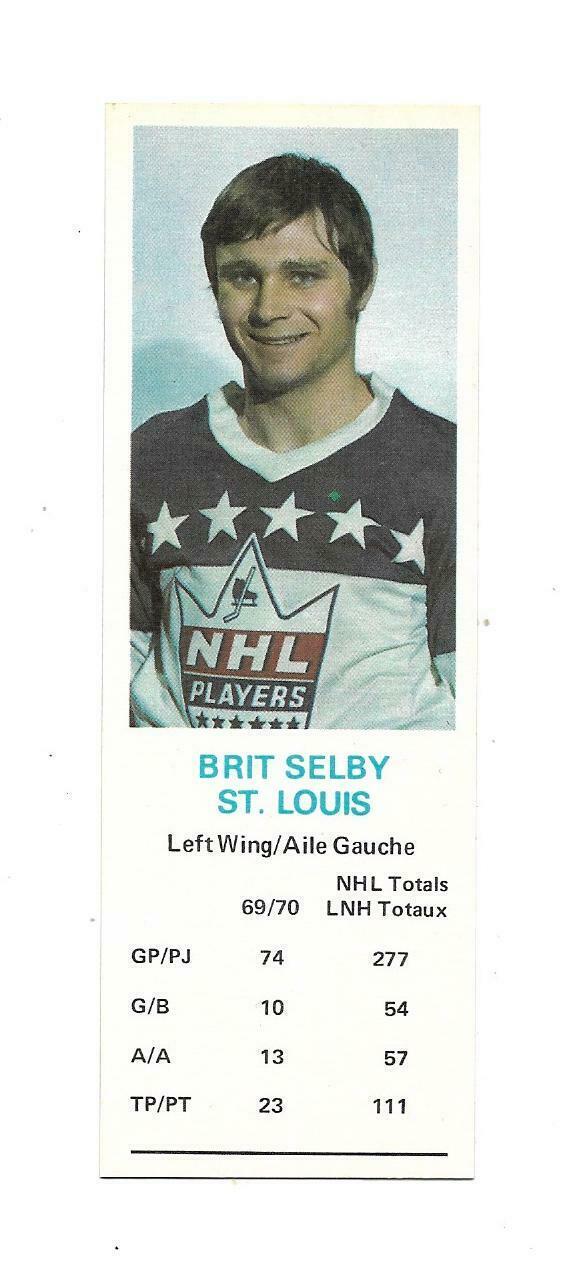 Brit Selby Hockey Cards 1970 Dad's Cookies