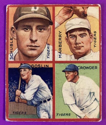 Crowder, Goslin, Marberry, Schuble #1H Baseball Cards 1935 Goudey 4 in 1