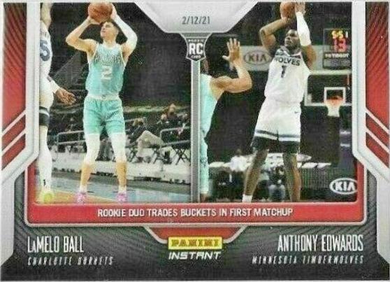 LaMelo Ball, Anthony Edwards #74 Basketball Cards 2020 Panini Instant