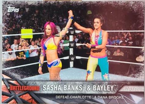 Sasha Banks, Bayley #98 Wrestling Cards 2017 Topps WWE Road To Wrestlemania