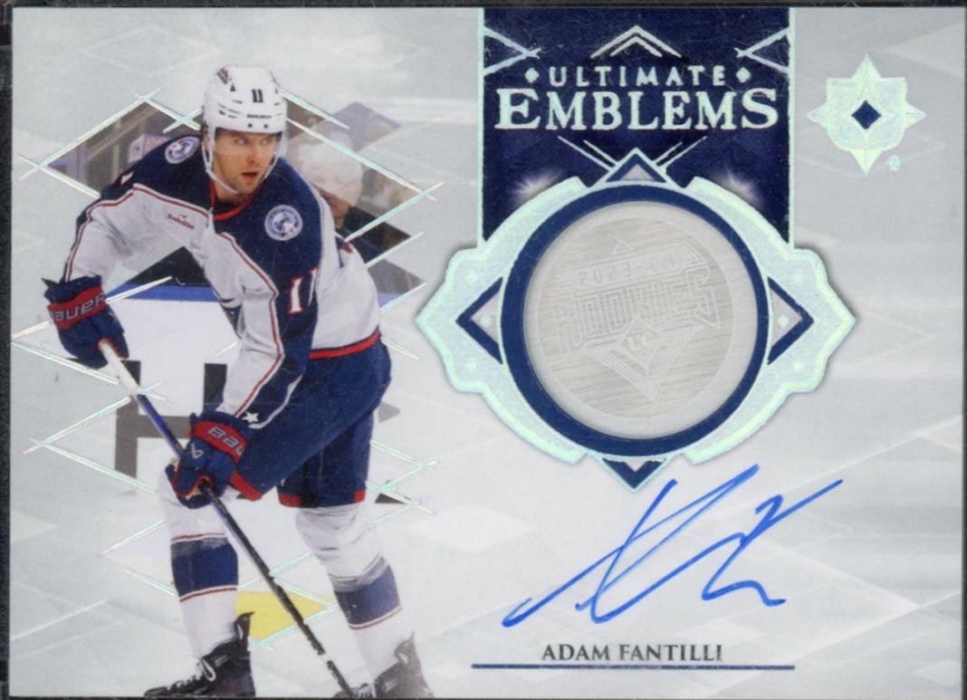 Adam Fantilli #UE-AF Hockey Cards 2023 Upper Deck Ultimate Collection Emblems Auto Rookie