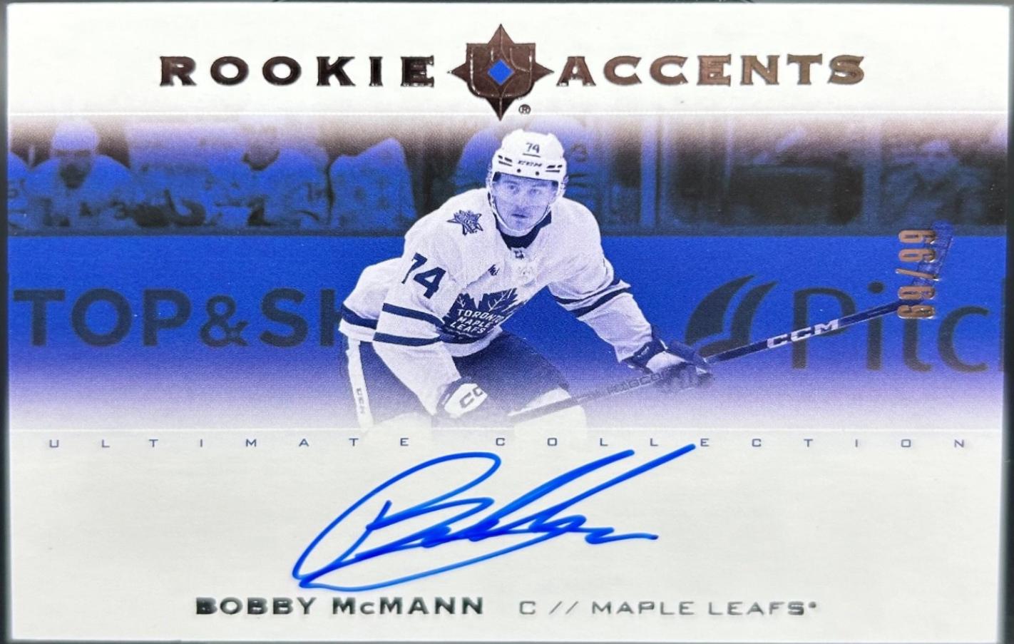 Bobby McMann #RA-BM Hockey Cards 2023 Upper Deck Ultimate Collection Rookie Accents Autograph
