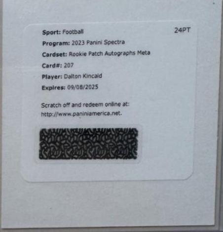 Dalton Kincaid #35 Football Cards 2023 Panini Spectra Rookie Autograph Meta