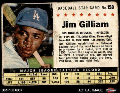 Jim Gilliam #158 1961 Post Cereal Baseball