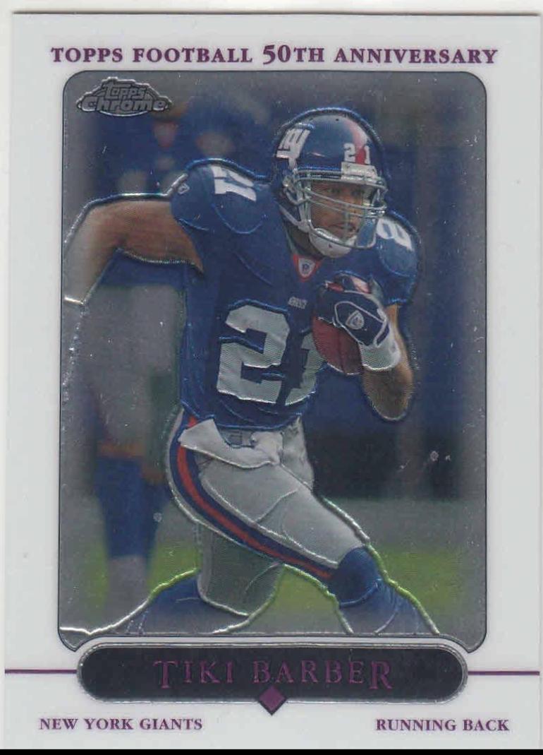 Tiki Barber #4 Football Cards 2005 Topps Chrome