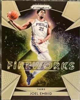 Joel Embiid #4 Basketball Cards 2018 Panini Prizm Fireworks