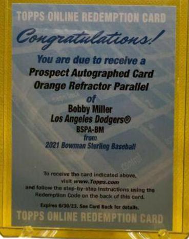 Bobby Miller [Orange Refractor] #BSPA-BM