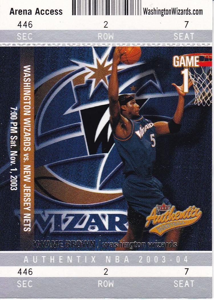 Kwame Brown #44 Basketball Cards 2003 Fleer Authentix