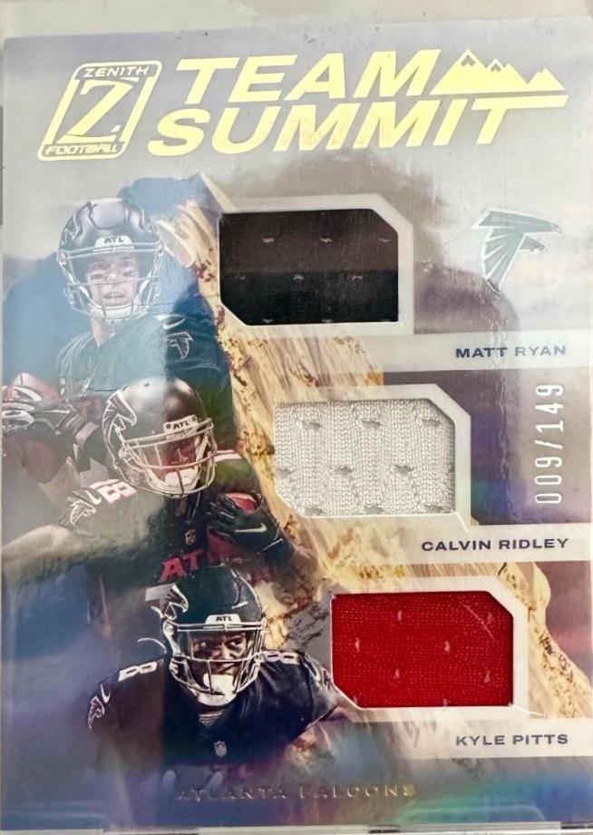 Matt Ryan, Calvin Ridley, Kyle Pitts #TS-AF Football Cards 2021 Panini Zenith Team Summit