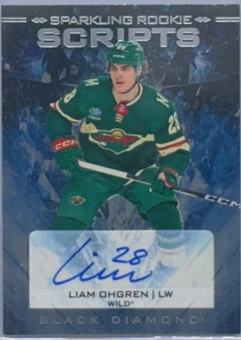 Liam Ohgren #SRS-LO Hockey Cards 2024 Upper Deck Black Diamond Sparkling Rookie Scripts