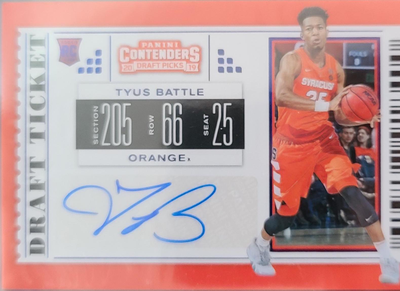 Tyus Battle #115 Basketball Cards 2019 Panini Contenders Draft Picks Season Ticket Signatures Draft