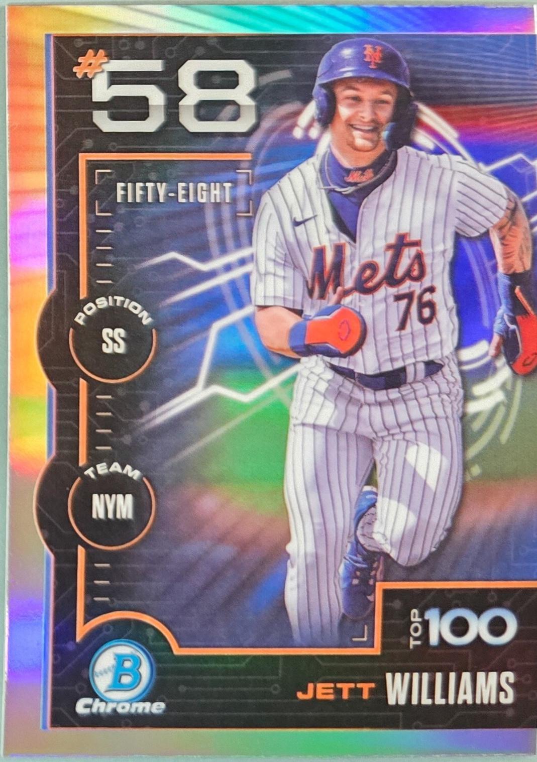 Jett Williams #BTP-58 Baseball Cards 2025 Bowman Scouts Top 100