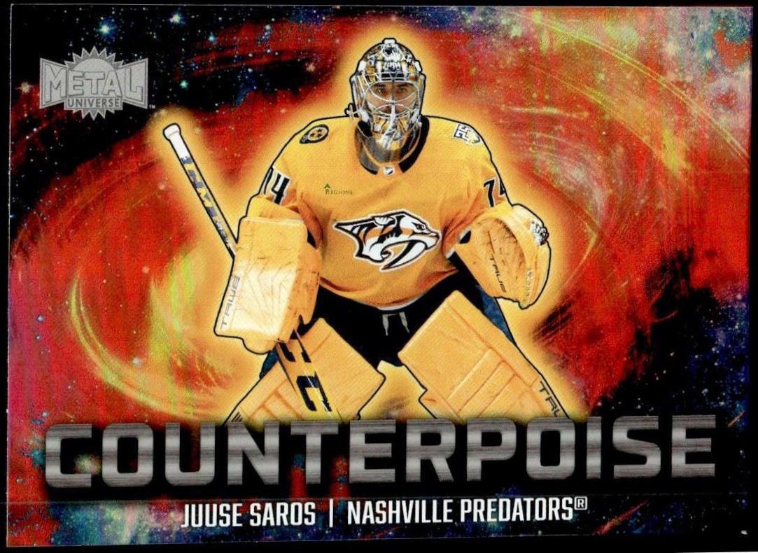 Juuse Saros #1 Hockey Cards 2024 SkyBox Metal Universe Counterpoise