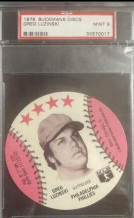 Greg Luzinski Baseball Cards 1976 Buckmans Discs