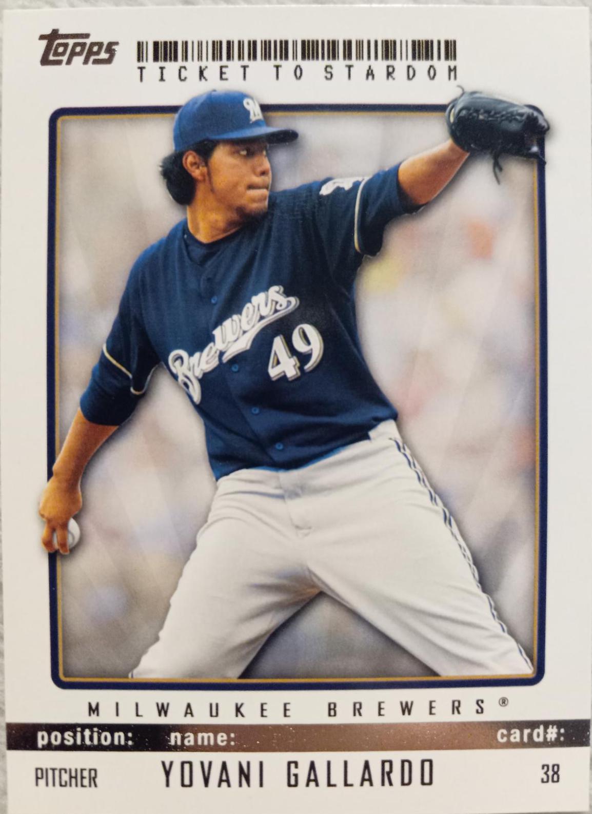 Yovani Gallardo #38 Baseball Cards 2009 Topps Ticket to Stardom