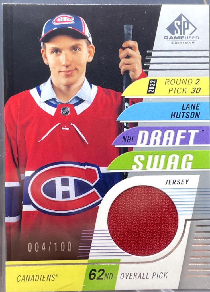 Lane Hutson #DS-3 Hockey Cards 2024 SP Game Used Draft Swag Jersey