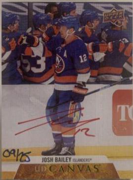 Josh Bailey #CS-JB Hockey Cards 2020 Upper Deck Clear Cut Canvas Signatures