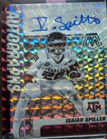 Isaiah Spiller #A-ISP Football Cards 2022 Panini Mosaic Draft Picks Autographs