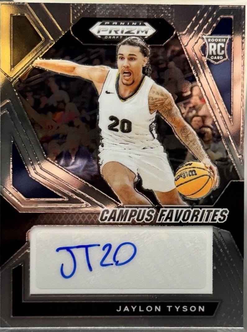Jaylon Tyson #7 Basketball Cards 2024 Panini Prizm Draft Picks Campus Favorites Signature