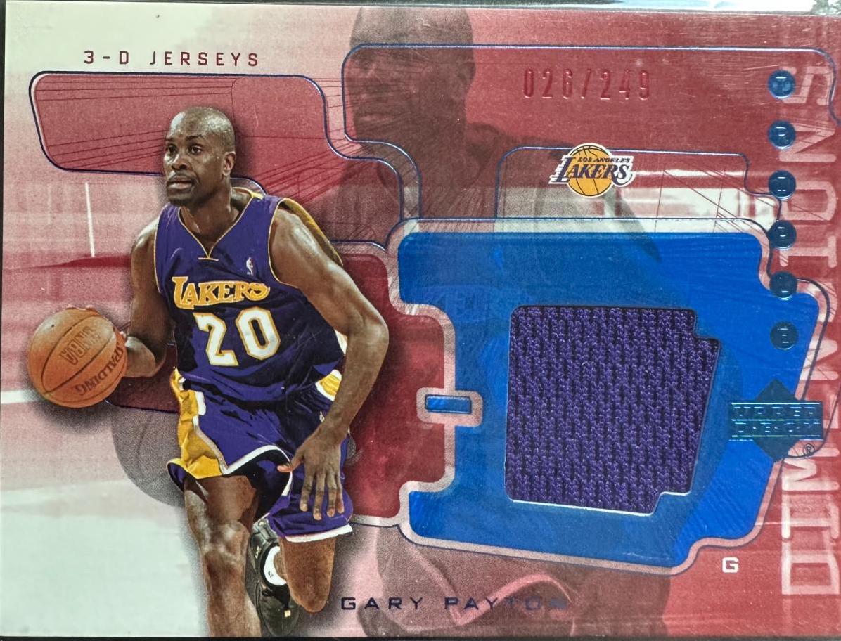 Gary Payton #3DJ35 Basketball Cards 2003 Upper Deck MVP Triple Dimension Jersey