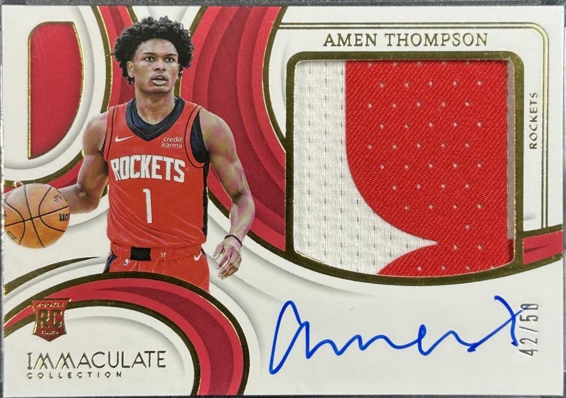 Amen Thompson #1 2023 Panini Immaculate Premium Patch Autograph Basketball