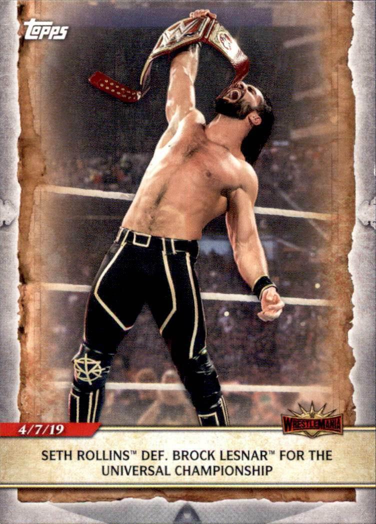 Seth Rollins Def. Brock Lesnar for the Universal Championship #54 Wrestling Cards 2020 Topps WWE Road to WrestleMania
