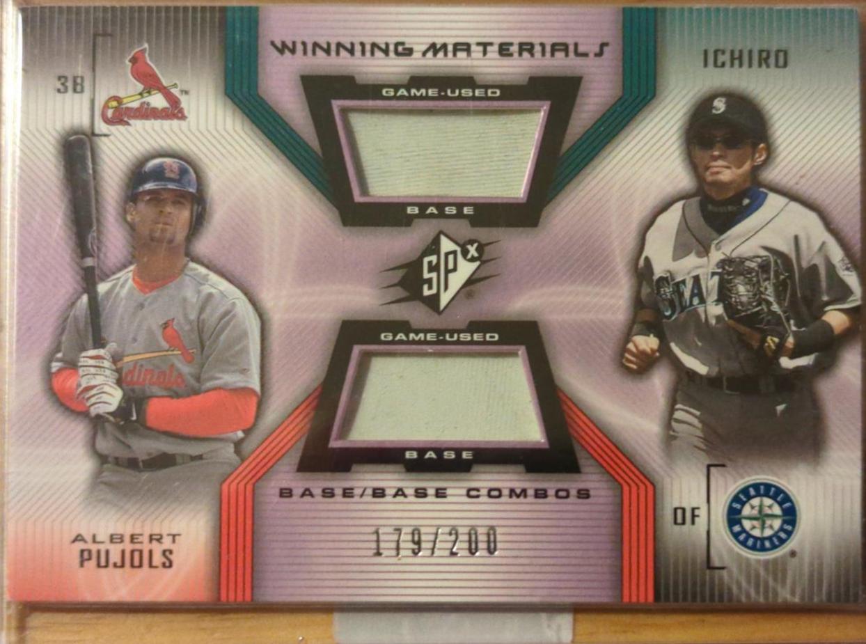 Albert Pujols Ichiro #B-PI Baseball Cards 2002 SPx Winning Materials 2-Player Base Combo