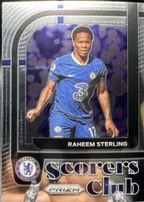 Raheem Sterling #8 Soccer Cards 2022 Panini Prizm Premier League Scorers Club