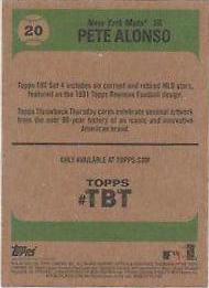 Pete Alonso #20 Baseball Cards 2020 Topps Throwback Thursday