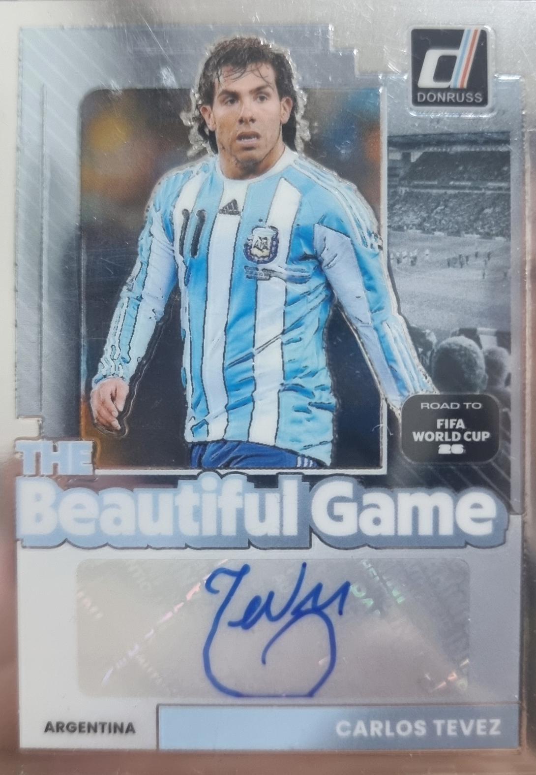 Carlos Tevez #BG-CT 2025 Panini Donruss Road To FIFA Beautiful Game Autograph