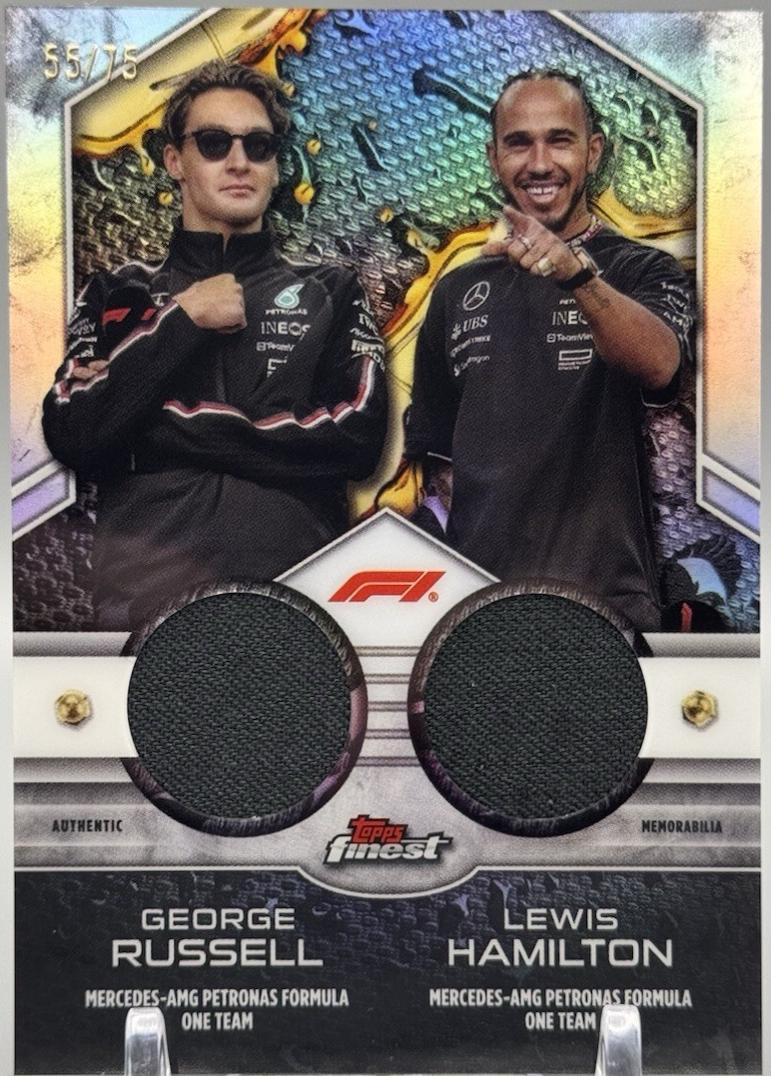 George Russell / Lewis Hamilton #FDR-MAMG Racing Cards 2024 Topps Finest Formula 1 Duos Relic